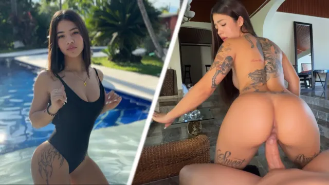 Video Amateur: Pool Day! Joven colombiana es follada en el chalet de su vecino!!